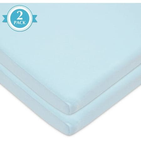 American Baby Company 15" x 33" Fitted Bassinet Sheet, 100% Natural Cotton Jersey Knit, Blue, Soft Breathable, for Boys and Girls, Pack of 2