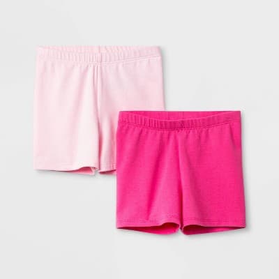 Toddler Girls' 2pk Tumble Shorts - Cat & Jack™ Light Pink/Dark Pink 2T: Cotton Spandex Blend, Elastic Waistband