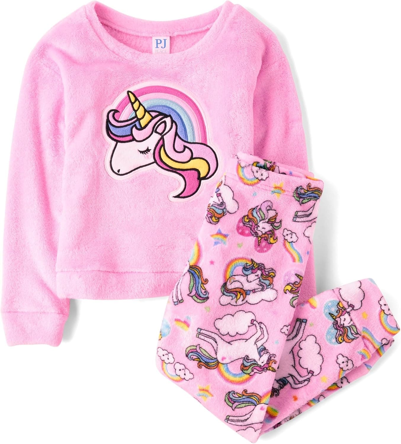 The Children's Place,Girls,Long Sleeve Top and Pants 2 Piece Pajamas Sets,Sparkle Pink Unicorn,Medium