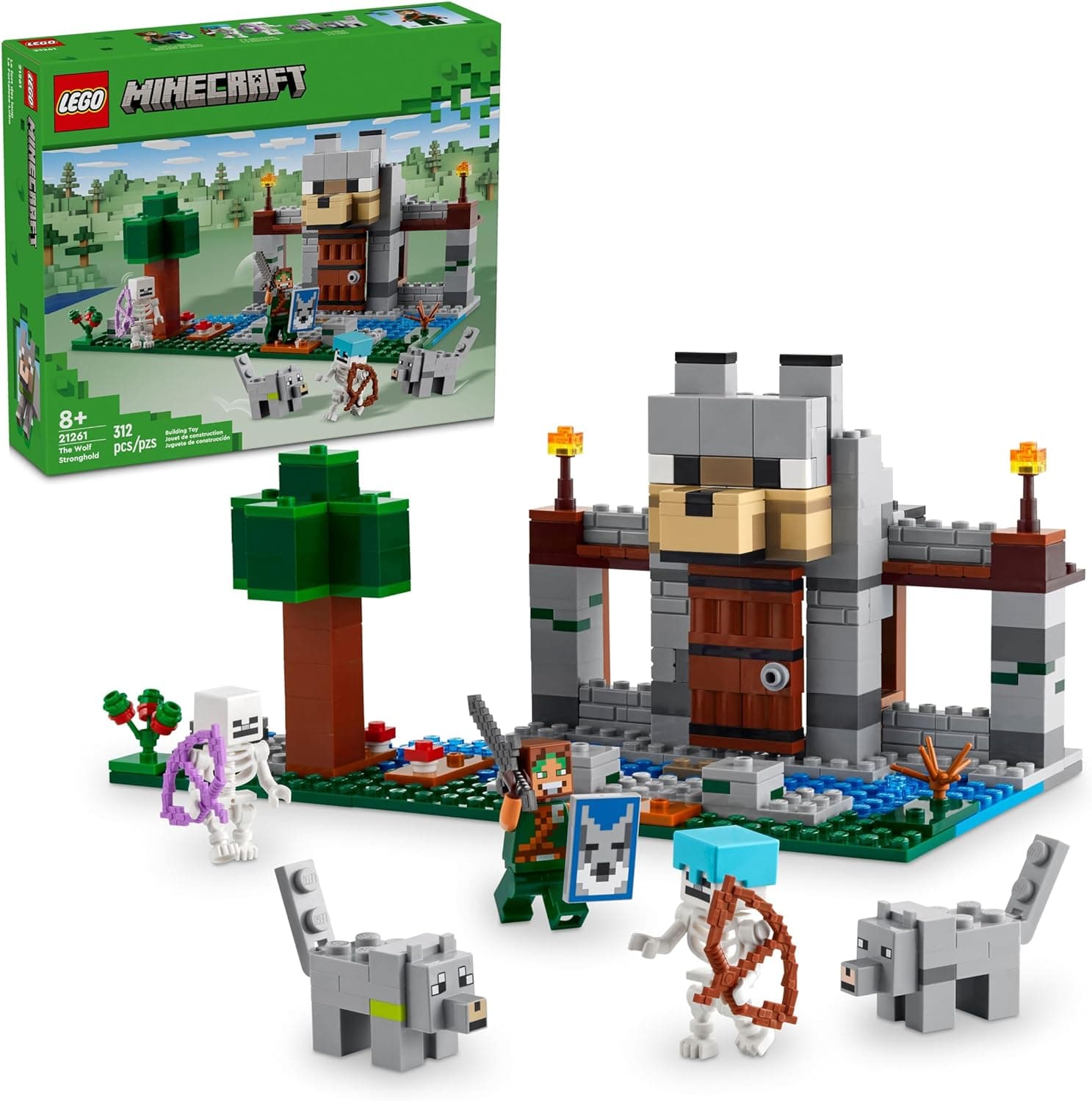 Explore the LEGO Minecraft Wolf Stronghold Fortress