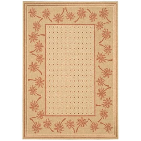SAFAVIEH Courtyard Charles Floral Indoor/Outdoor Area Rug, Ivory/Rust, 4' x 5'7"