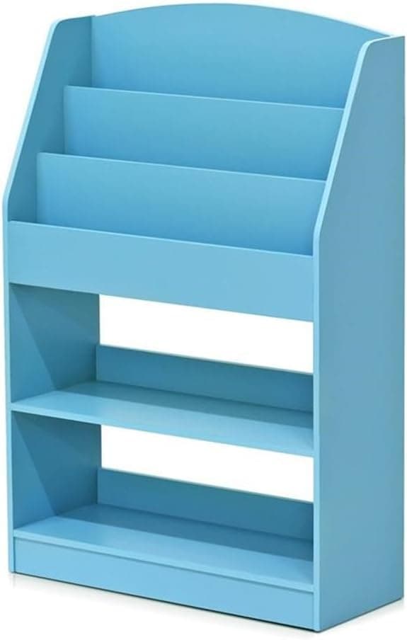 Furinno LOVA Book Shelf, 5-Tier Magazine Bookshelf, Bookcase with Open Shelves Storage, 9.4 x 24.6 x 37, for Living Room, Bedroom, Home Office, Light Blue