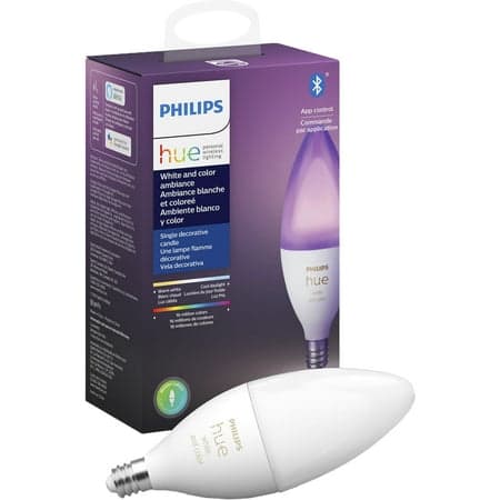Philips Hue White and Color Ambiance E12 Bulb, White, 60 Watts
