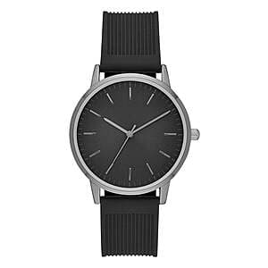 40mm GEORGE Men's Black Dial Watch w/ Silicone Band $4