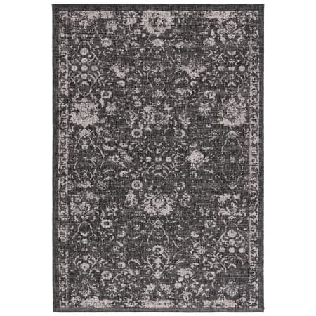 SAFAVIEH Courtyard Briony Abstract Indoor/Outdoor Area Rug, Black/Beige, 5'1" x 7'6"