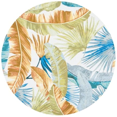 SAFAVIEH Barbados Banana Leaves Outdoor Area Rug, Gold/Green, 6'6" x 6'6" Round