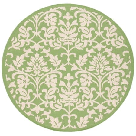 SAFAVIEH Courtyard Yvette Floral Indoor/Outdoor Area Rug, 6'7" x 6'7" Round, Olive/Natural