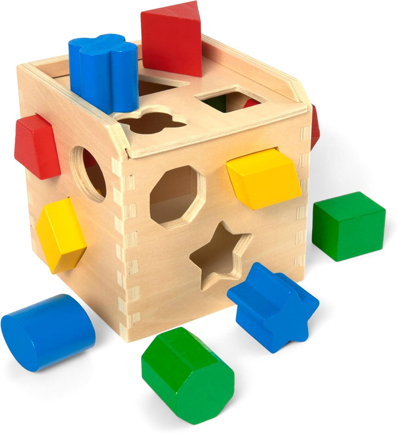 Melissa & Doug Shape Sorting Cube - Wooden Toy with 12 Shapes