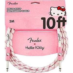 10' Fender x Hello Kitty White/Pink Woven Instrument Cable $19