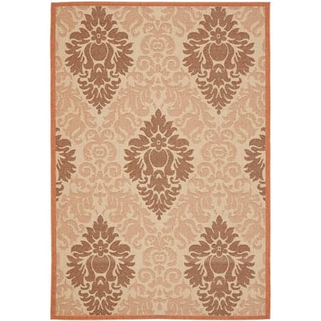 Safavieh Courtyard Jennifer Damask Indoor/Outdoor Area Rug, Cream/Terracotta, 5'3" x 7'7"