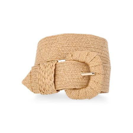 Time and Tru Women's Raffia Stretch Belt, L/XL, Natural