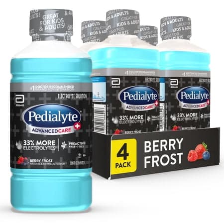 Pedialyte AdvancedCare Plus Electrolyte Drink, Berry Frost, 1 Liter, Pack of 4