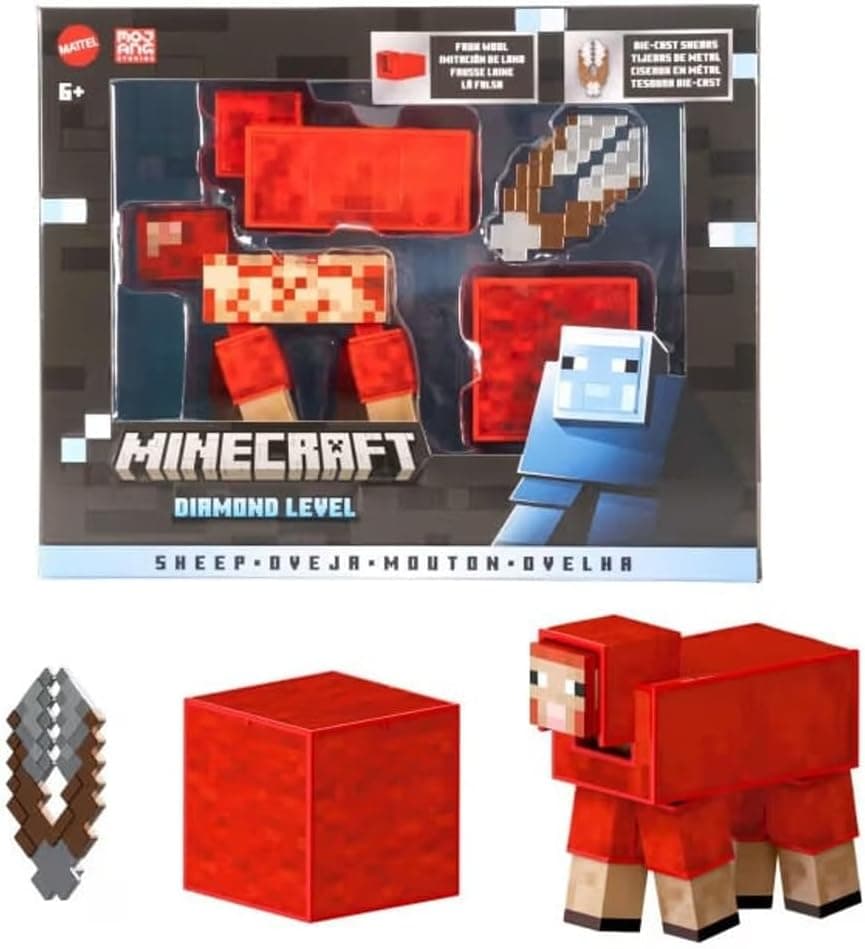 Minecraft Diamond Sheep Action Figure - Collector Scale & Pixelated