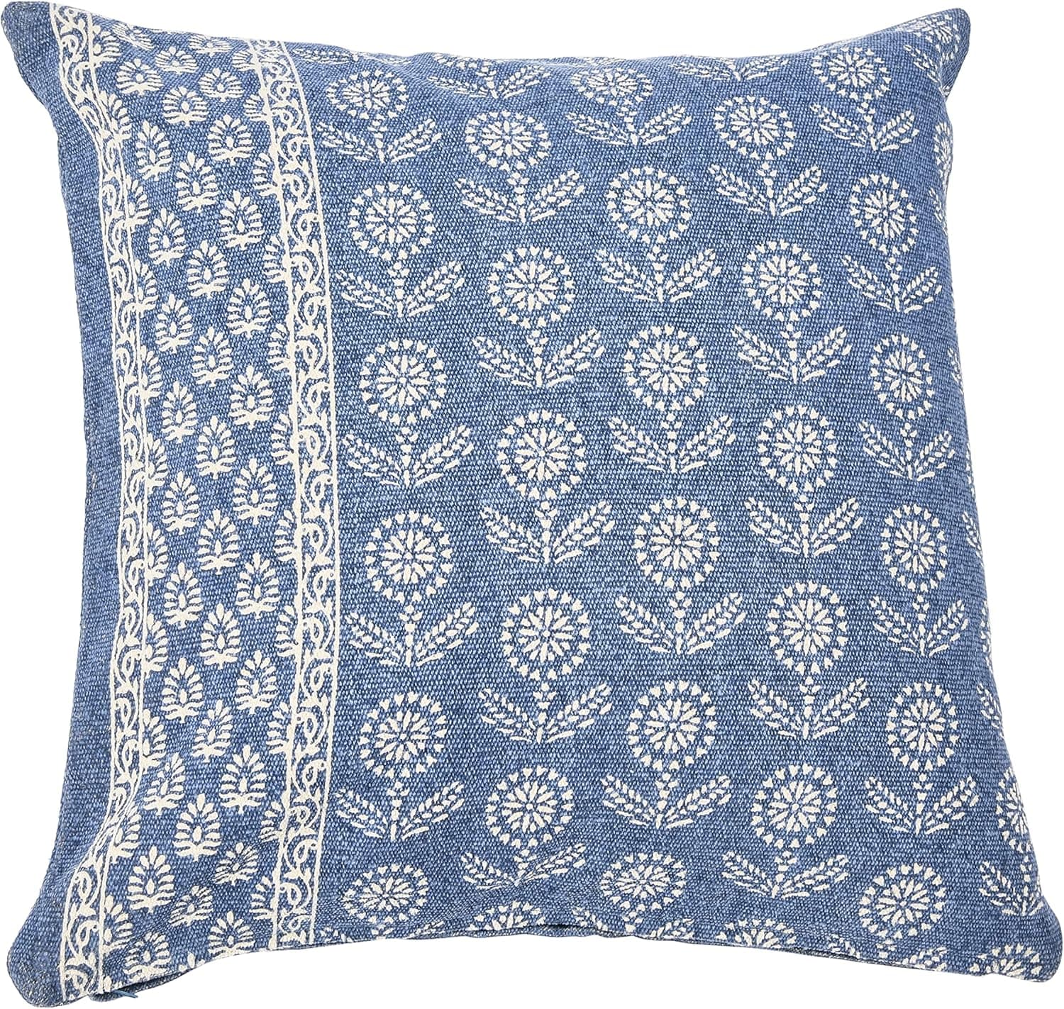 Creative Co-Op 20" Square Floral Fields Pillow Decorative Pillow Cover, Blue, 20" x 20"