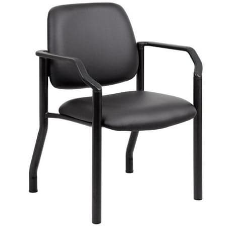 Boss Office Products Big and Tall Antimicrobial Vinyl Guest Chair in Black
