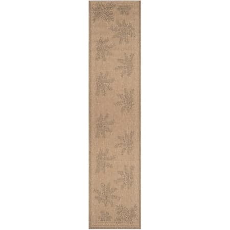 SAFAVIEH Courtyard Annabelle Floral Indoor/Outdoor Runner Rug, Natural/Gold, 2'3" x 10'