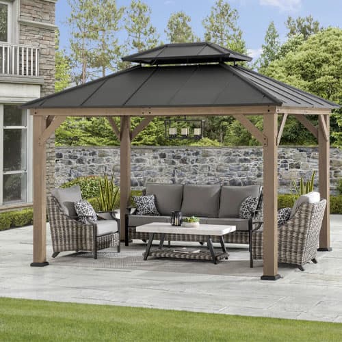 Solid Wood Gazebo with Steel Roof: $1,261 at Wayfair