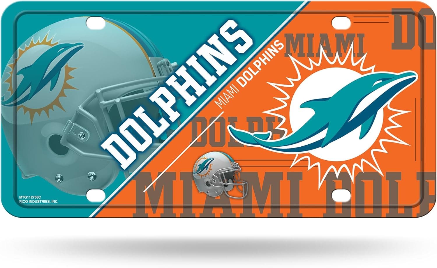 Miami Dolphins NFL Football Split Metal Tag