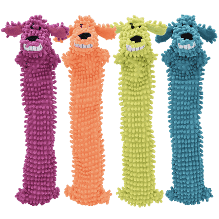 Multipet Stuffing Free Floppy Moppy Loofa Plush Dog Toy, 18", Color May Vary