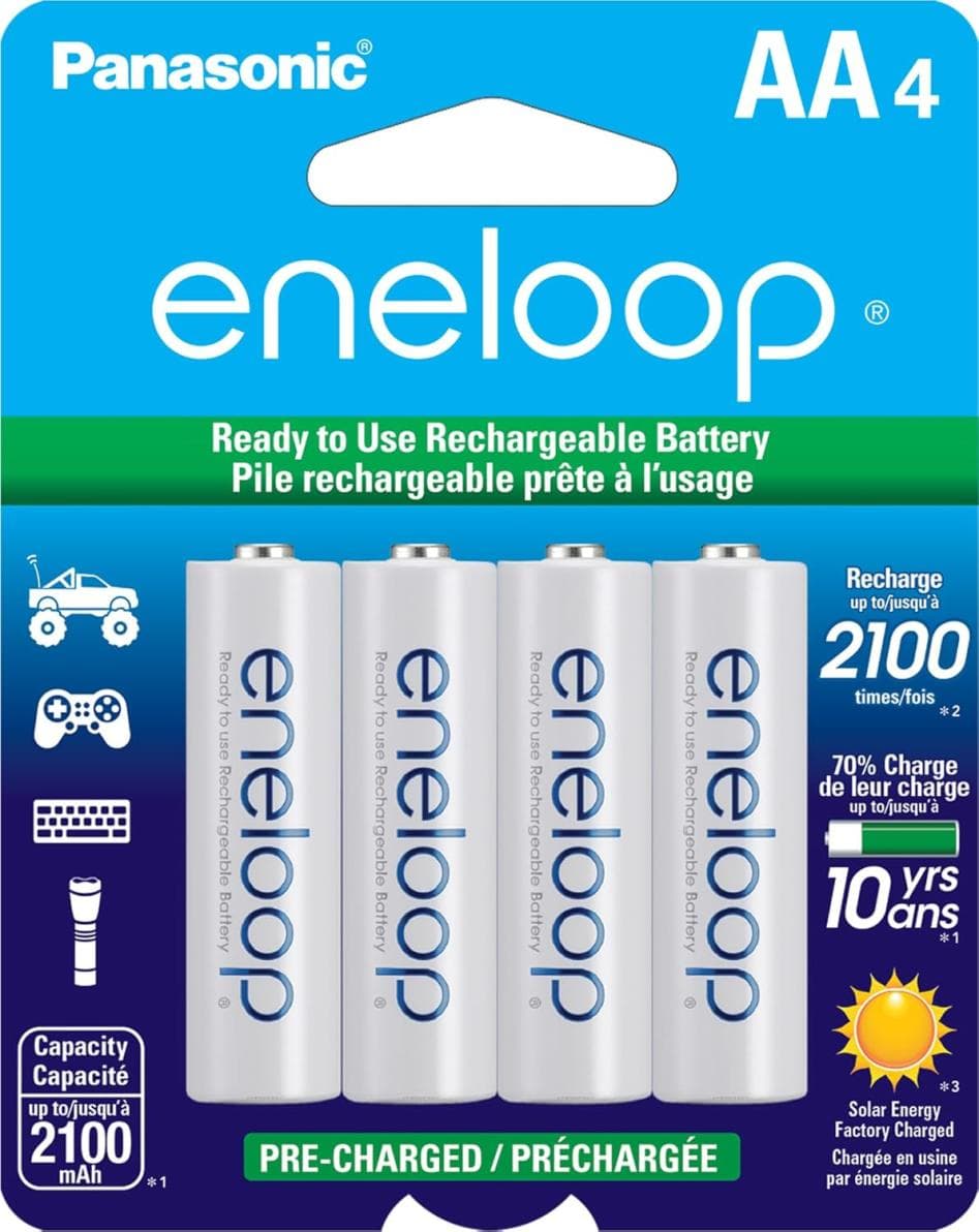 Eneloop Panasonic AA Batteries - 4-Pack, 2100 Cycle Ni-MH