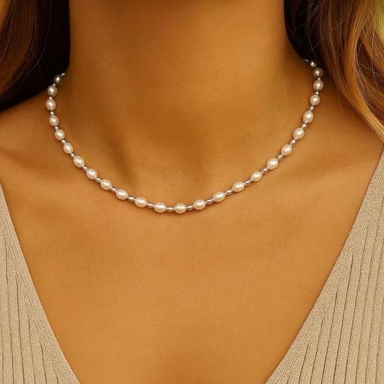 Shell Pearl Choker Necklace for $15