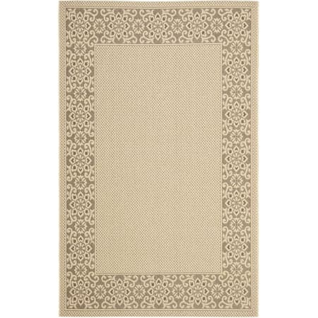 SAFAVIEH Courtyard Catherine Geometric Indoor/Outdoor Area Rug, Cream/Light Chocolate, 5'3" x 7'7"