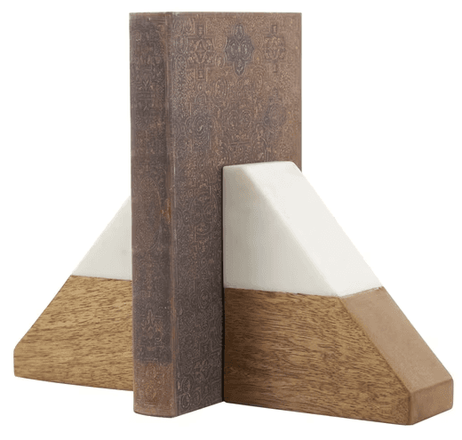 38% Off DecMode 4" Triangle Geometric Bookends with Marble Tops