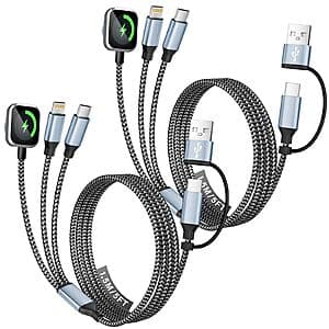 Versatile 3-in-2 Travel Charging Cables with Apple Watch Charger