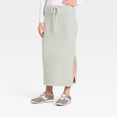 Women's Boucle Maxi Sweater Pencil Skirt - Universal Thread™ Light Gray XS