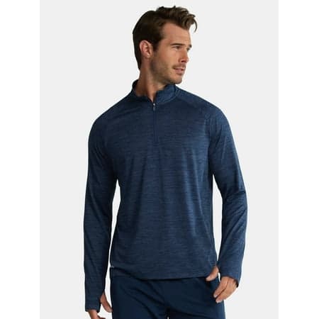 Athletic Works Men's & Big Men's Space Dye Jersey Quarter Zip Long Sleeve Shirt, Sizes S-3XL