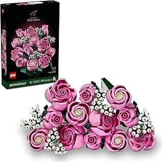 LEGO Botanicals Bouquet of Pink Roses Artificial Flowers - Building Blocks for Adults, Ages 18+ - Gifts for Birthdays for Her - Flowers for Home Office, Shelf or Room Decor - 10374