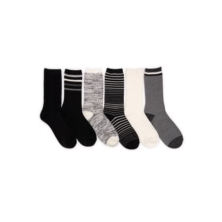 MUK LUKS Women's Fluffy Dream Crew Boot Socks, 6-Pack, OSFM