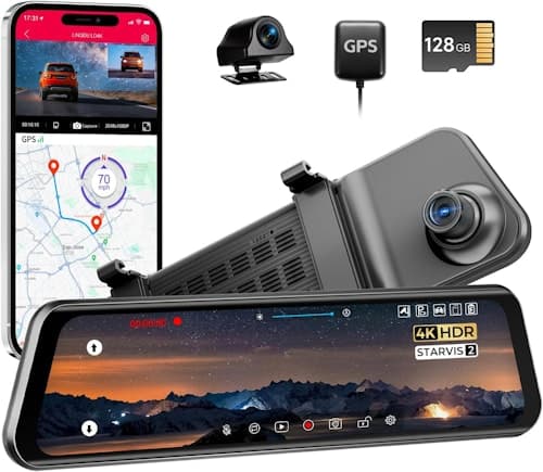 Lingdu LD4K Max 4K Front & 2.5K Rear Mirror Dash Cam