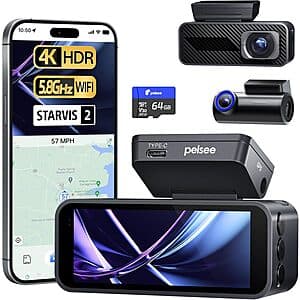 Pelsee P1 Pro 4K Front & 1080p Rear Dash Cam w/ STARVIS 2 Sensor $50 + Free Shipping