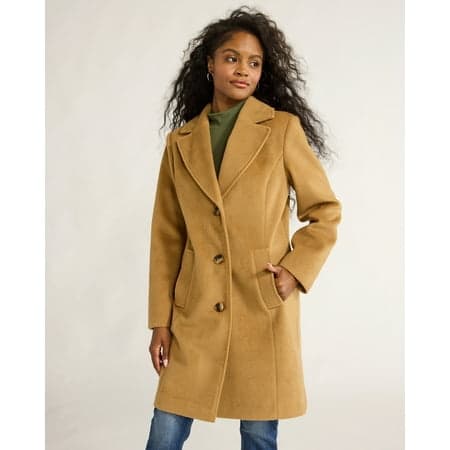 Time and Tru Women's and Women's Plus Faux Wool Boyfriend Coat, Sizes XS-3X