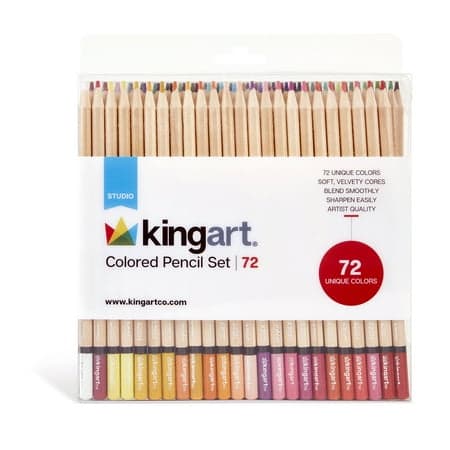 KINGART Studio Colored Pencils Set – 72 Soft Wax-Based Cores for Drawing & Coloring for Artists and Beginners