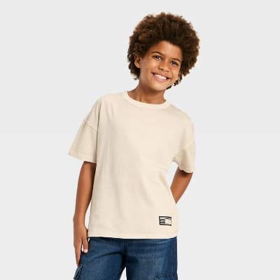 Boys' Short Sleeve 'Skateboard' Graphic T-Shirt - Cat & Jack™ Cream XL Husky