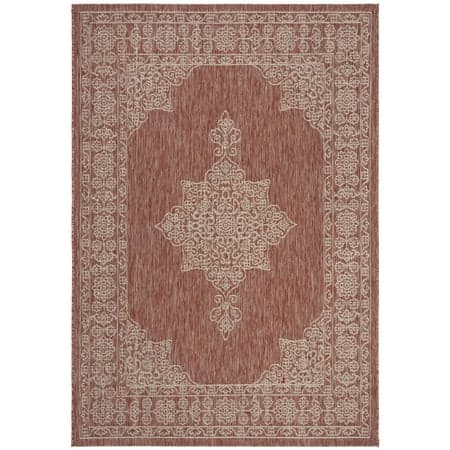 SAFAVIEH Courtyard Delbet Medallion Indoor/Outdoor Area Rug, Rust/Ivory, 5'3" x 7'7"