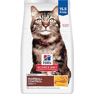 Select Acct's: Hill's Science Diet Cat Food: 15.5-Lb Adult 7+ Dry Hairball Control $20.40 & More w/ S&S
