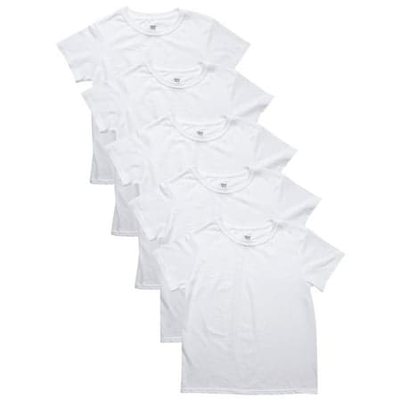 Hanes Boy' Ecosmart White Crew Undershirt Value Pack, 5-pack sizes S-XXL