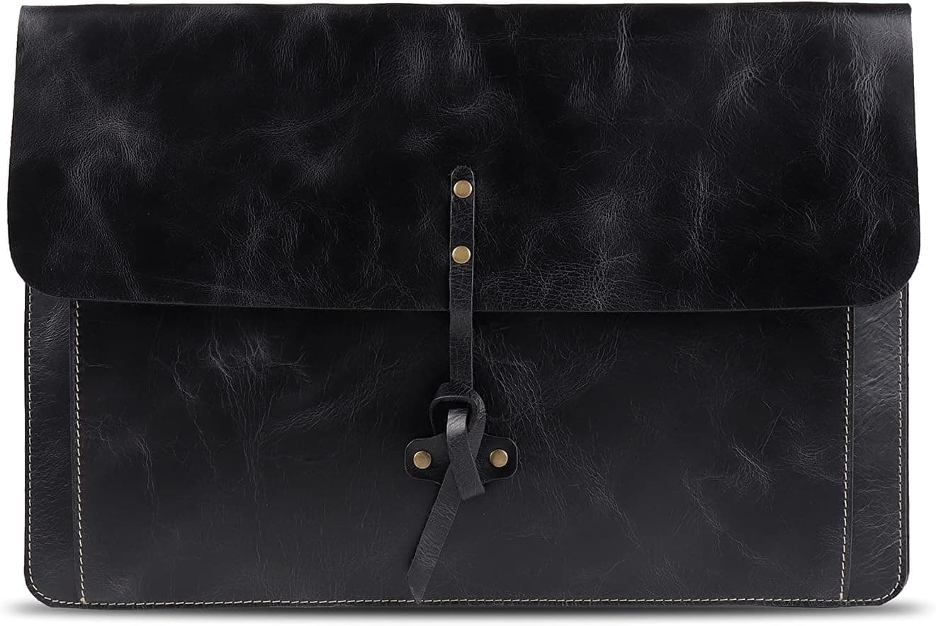 Genuine Leather MacBook Case with Flap Closure