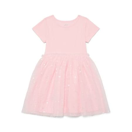 Wonder Nation Girls Tutu Dress with Short Sleeves, Sizes 4-18 & Plus