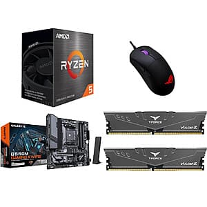 AMD Ryzen 5 5500 + GIGABYTE B550M GAMING X WIFI6 Mobo + Team T-FORCE 16GB DDR4 & More $210.85 + Free S&H