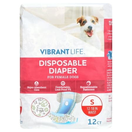 Vibrant Life Disposable Diapers for Female Dogs - Small