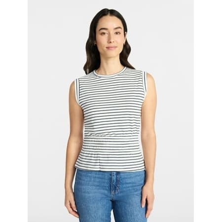 Time and Tru Women's Cotton Peplum Tank Top, Sizes XS-XXXL