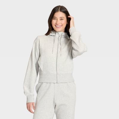 Women's Active Comfort Full Zip Sweatshirt - All In Motion™ Heathered Gray L