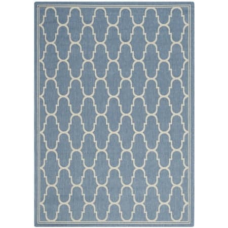 SAFAVIEH Courtyard Eustacia Geometric Indoor/Outdoor Area Rug, Blue/Beige, 5'3" x 7'7"